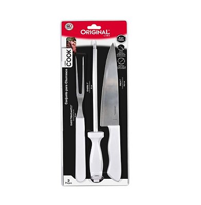 Kit Para Churrasco 3 Pçs Aço Inox Cook Original Line Sl0446d