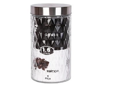 Pote Vidro Com Tampa Diamond 1,6L Original Glass Gl8072