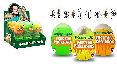 Gelelé Slime Ovo Surpresa Insetos Pegajosos 98g Und.