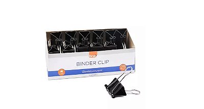 Clipes Para Papel Binder 25mm Cx. C/12unid. Preto Brw Bd2512