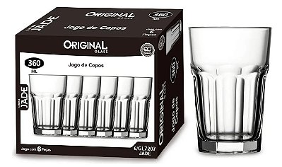 Jogo De Copos Jade 360ml Original Glass Gl7207