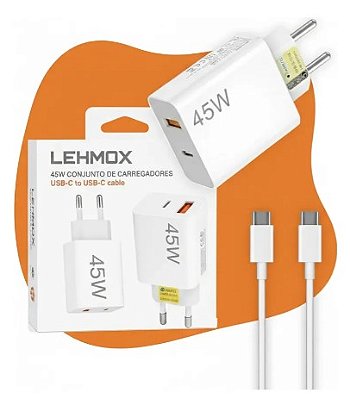 Carregador Turbo 45w Tpc Lehmox Le407tpc