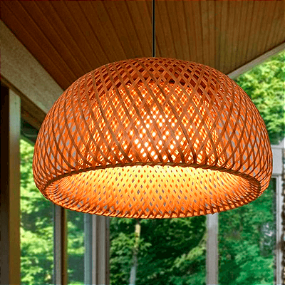 Lustre Pendente Orgânico De Bambu Grande Bivolt Sunfy - Malibu 43cm