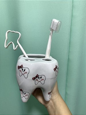 PORTA ESCOVA DE DENTE PORCELANA DENTINHOS