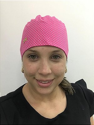 Touca estampada póa rosa