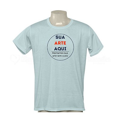 Camiseta em Tecido 100% Poliéster Personalizada - Cor Azul Claro