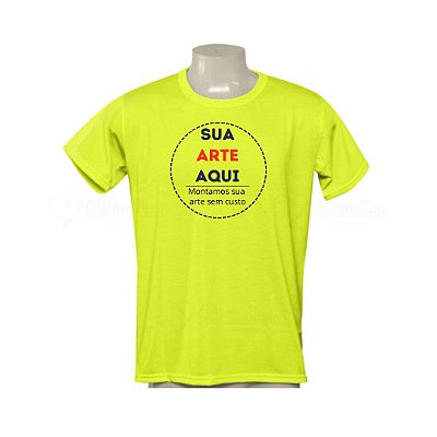 Camiseta em Tecido 100% Poliéster Personalizada - Cor Amarelo Neon