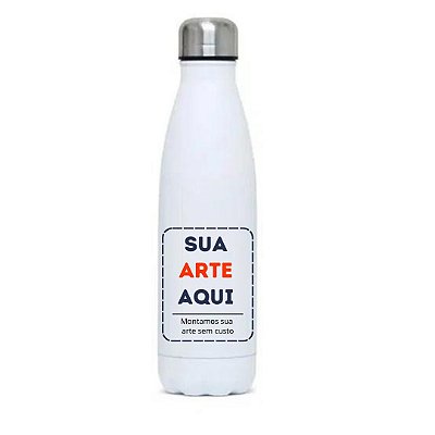 Garrafa Térmica em Inox de 450ml Personalizada - Cor Branca
