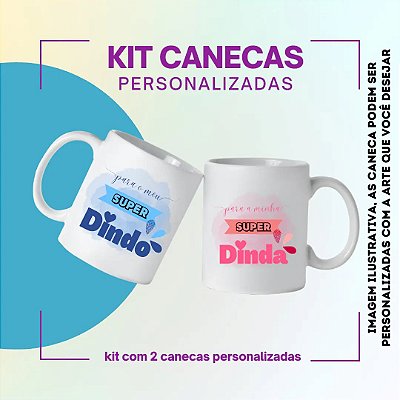 Kit 2 Canecas em Porcelana Branca de 325ml Personalizadas