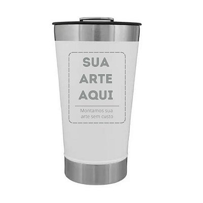 Copo Térmico Special de Inox Com Tampa 502ml Cor Branca Personalizado