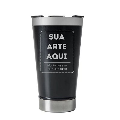 Copo Térmico Special de Inox Com Tampa 502ml Cor Preta - Personalizado