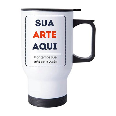 Copo Térmico Viagem em Inox de 475ml Personalizado - Cor Branca