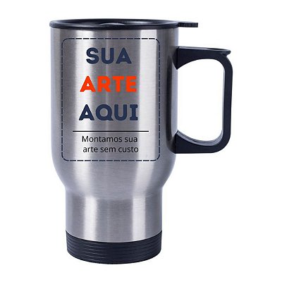 Copo Térmico Viagem em Inox de 475ml Personalizado - Cor Prata