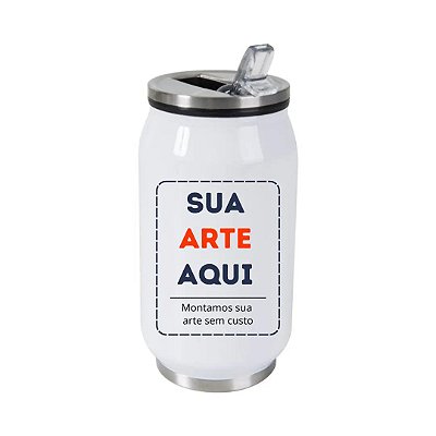 Copo Térmico Tipo Lata em Inox de 300ml Personalizado – Cor Branca