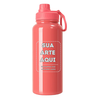 Garrafa Térmica em Inox de 900ml Cor Pessego - Personalizada