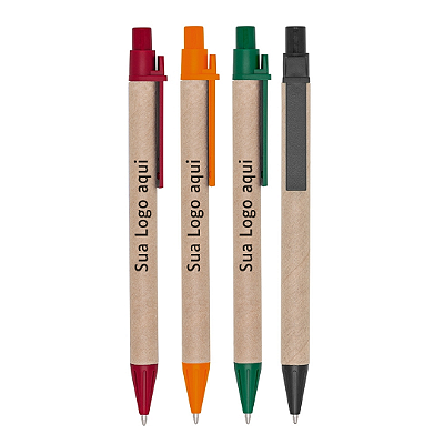 Caneta Esferográfica Ecológica Papelão - Personalizada Laser