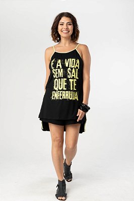Blusa Alças com Viés Preta Sal