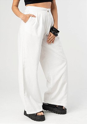 Calça Pantalona Alfaiaria Risca de Giz