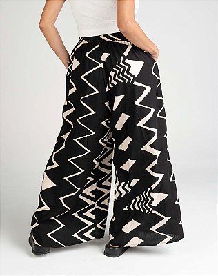 Calça Pantalona Viscose Chevron