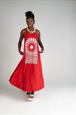 Vestido Alça Fina Vermelho Solarium Olga