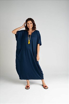 Vestido Malha Gola V Marinho Sônia