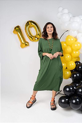 Vestido Malha Gola Canoa Verde Sônia