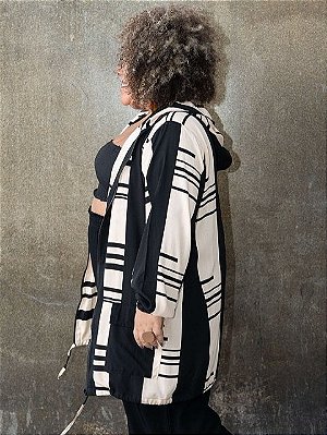 Jaqueta Viscose Ziper e Capuz Mondrian