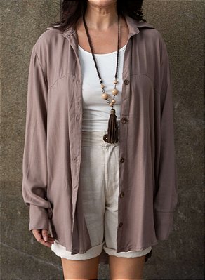 Camisa Viscose Manga Longa Cáqui