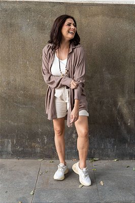 Camisa Viscose Manga Longa Cáqui