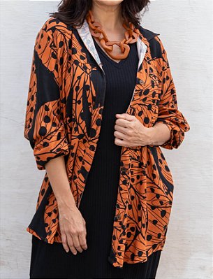 Camisa Viscose Manga Longa Folhas