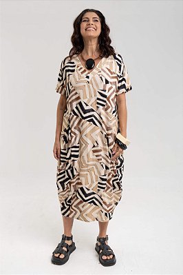 Vestido Malha Gola V Mosaico Sônia