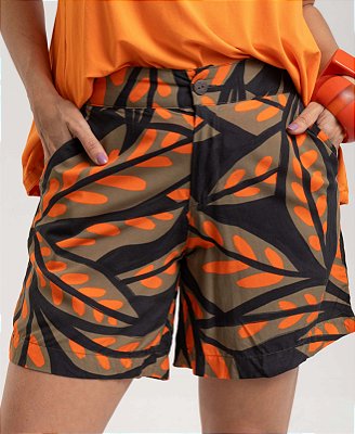 Bermuda Cós com Elástico Estampa Silvestre