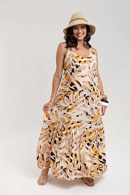 Vestido Longo Viscose com Babado Ipê