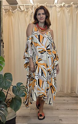 Vestido Brisa Detalhe Ombro Urucum