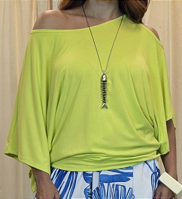 Blusa Morcego Ombro Vazado Lime