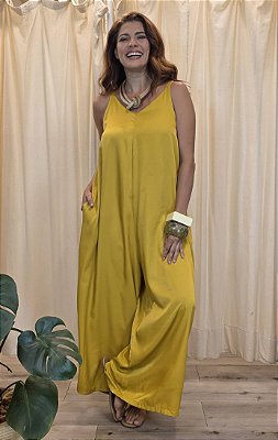 Macacão Pantalona Alças Mostarda