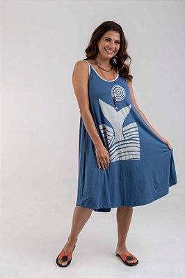 Vestido Regata Evasê Azul Beluga