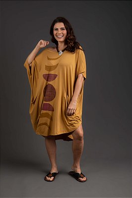 Vestido Malha Amplo Mostarda Fases