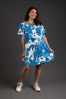 Vestido Evasê Viscose Aquática