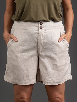 Bermuda Cós com Elástico Linho Cru