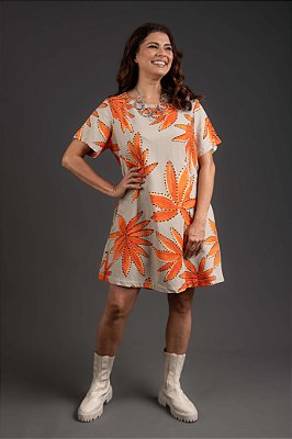 Vestido Evasê Linho Misto Papaya