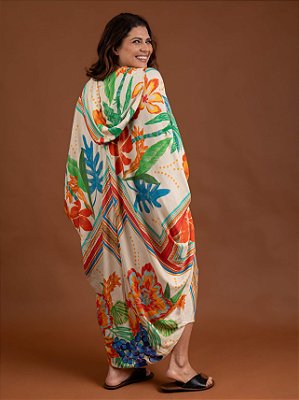 Vestido Ziper e Capuz Floral