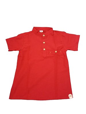 Bata Manga Curta Infantil Vermelha - Pibiti