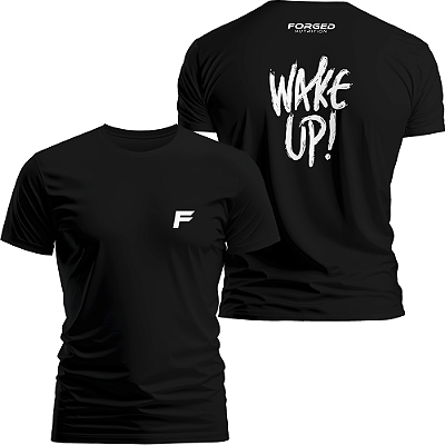 Camiseta Preta Wake Up! Casual 100% Algodão