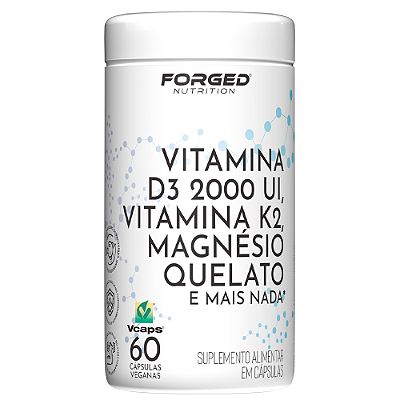 Vitamina D3 2000 UI, Vitamina K2, Magnésio Quelato e mais nada 60 Vcaps