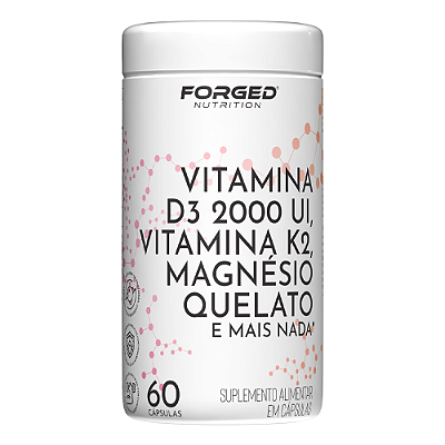 Vitamina D3 2000UI + K2 + Magnésio Quelato 60 Cápsulas | Saúde Óssea, Imunidade e Absorção de Cálcio | Clean Label | Sem Corantes | Alta Qualidade – Forged Nutrition