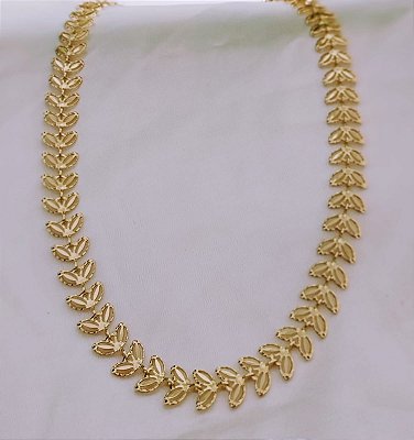 Colar Choker Feminino Folhas Banhado em Ouro 18k