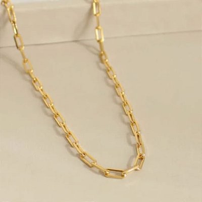 Colar Choker Elos Finos Banhado  em Ouro 18 k.