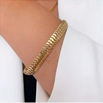 Pulseira  Malha Maleável Banhada em Ouro 18 k.
