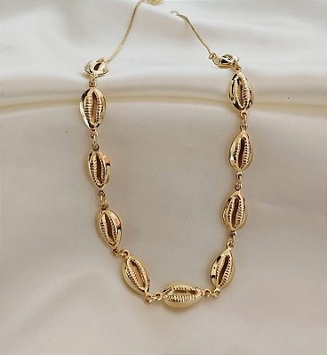 Colar Choker Búzios Banhado em Ouro 18 k.